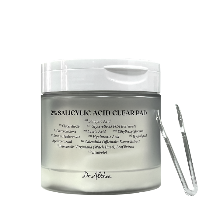 Dr. Althea 2% Salicylic Acid Clear Pad - šveičiamieji tonerio padeliai su salicilo rūgštimi