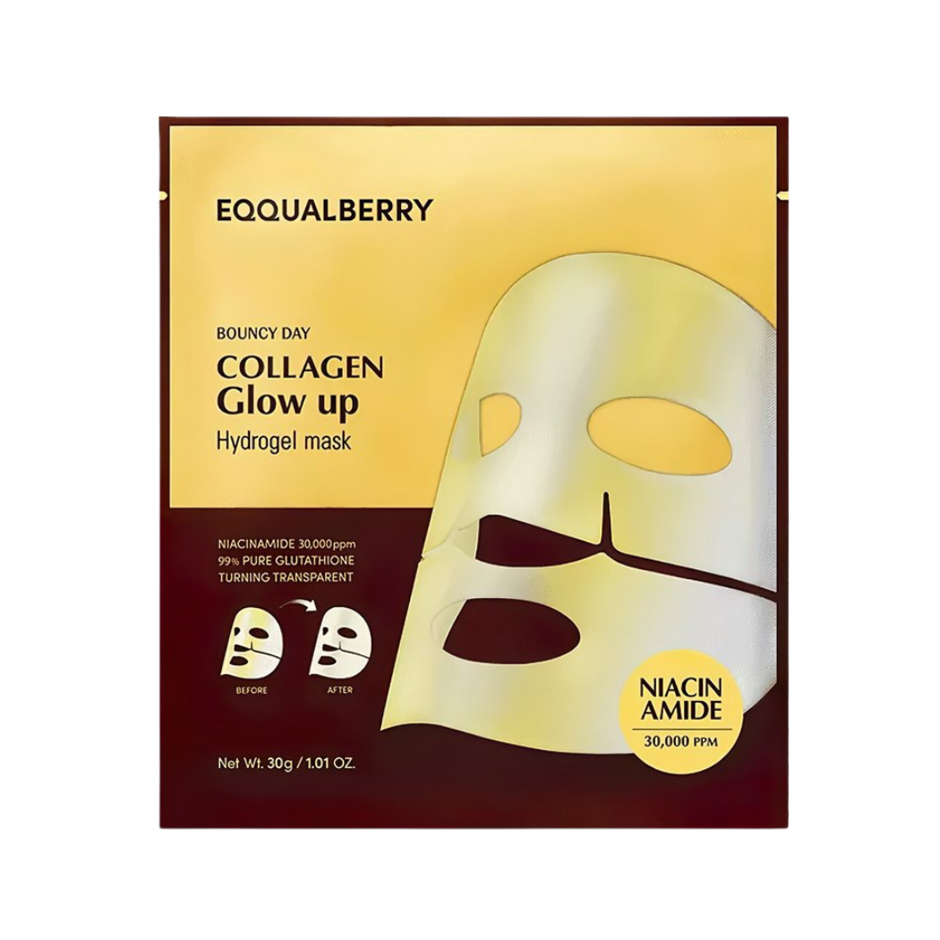 EQQUALBERRY Collagen Glow Up Hydrogel Mask - skaistinamoji hidrogelinė veido kaukė