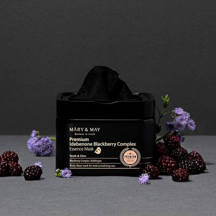 Mary&May Premium Idebenone Blackberry Complex Essence Mask - lakštinių veido kaukių rinkinys