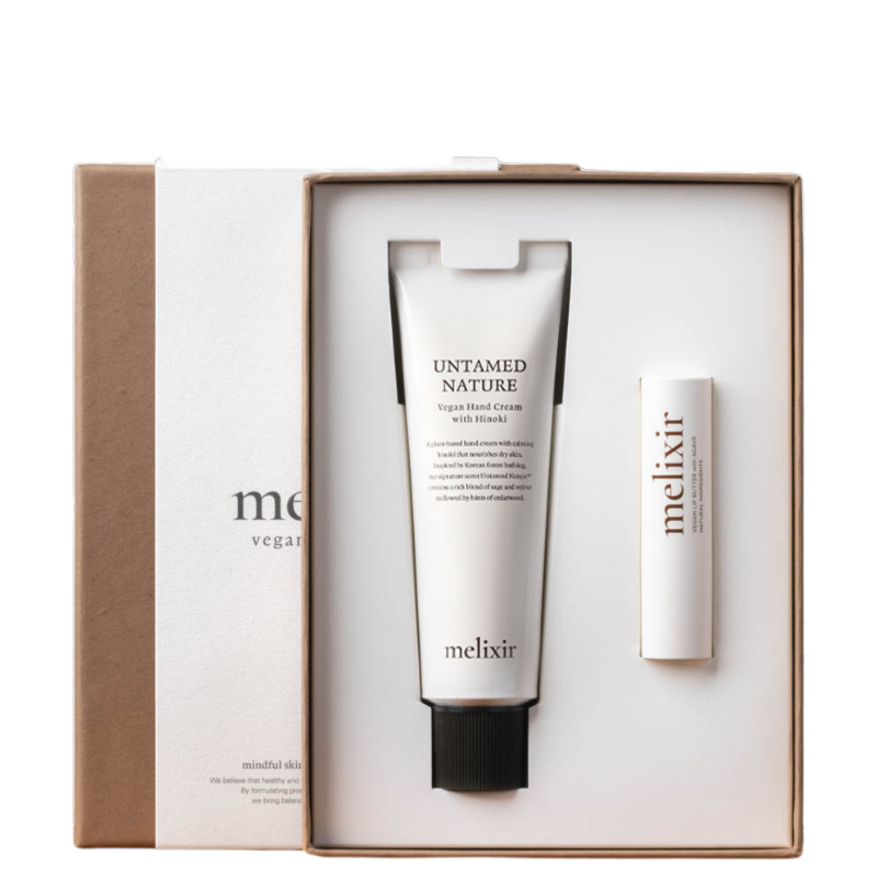 Melixir Vegan Lip & Hand Care Kit Untamed Nature - rankų ir lūpų priežiūros rinkinys