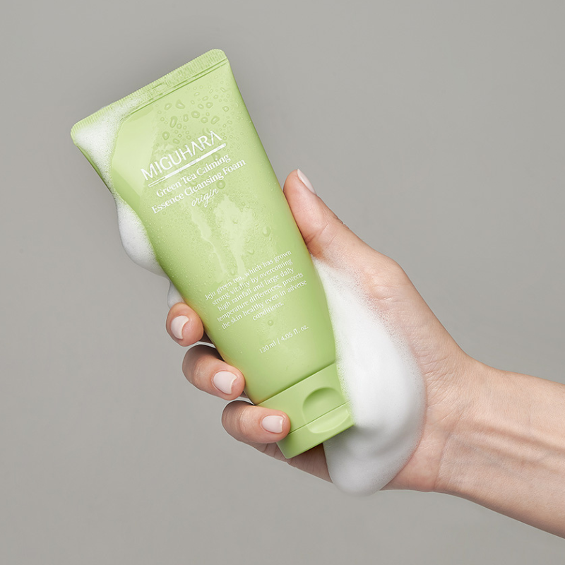 Miguhara Green Tea Calming Essence Cleansing Foam Origin - švelnus veido prausiklis