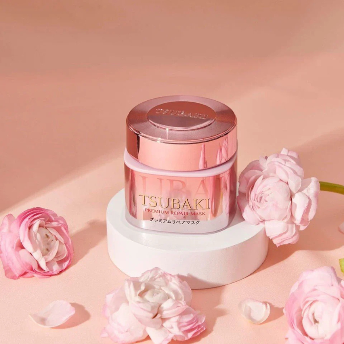 Shiseido Tsubaki Premium Repair Mask Pink Camellia Japan Edition - atkuriamoji plaukų kaukė