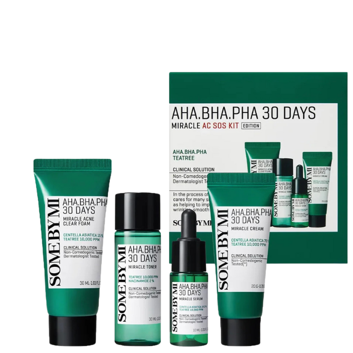 Some By Mi AHA, BHA, PHA 30 Days Miracle AC SOS Kit - problematiškos veido odos priežiūros rinkinys